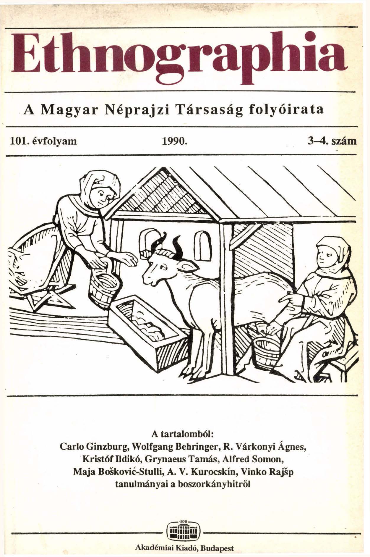 PÓCS É. KLANICZAY G. Boszorkányság Ethnographia 19901003 4 cover